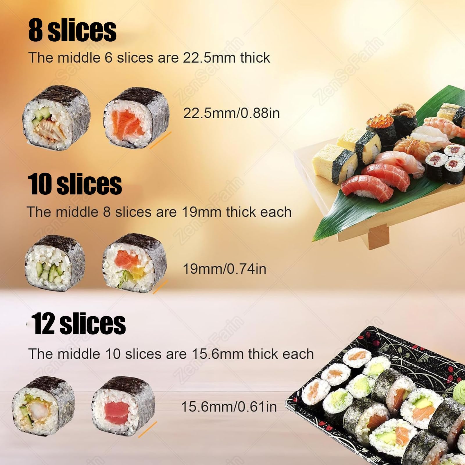 Kommerzieller automatischer Sushi Rollschneider,Multi-Shape Elektrischer Sushi-Maker für präzises 8/10/12-teiliges Schneiden,Edelstahl-Küchenausstattung für Restaurant,Küche Snackbar