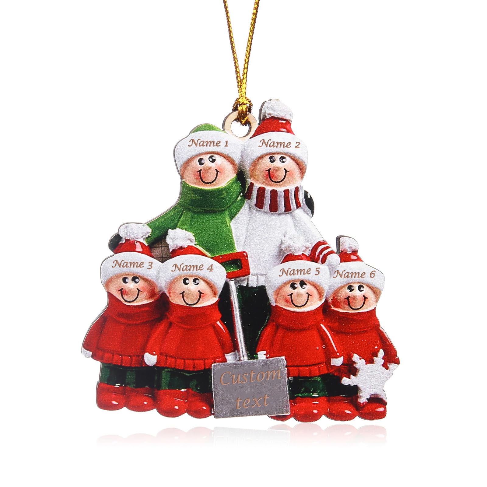 Personalized Christmas Decoration with 2-8 Names Christmas Tree Ornament Christmas Bauble Family Customed Christmas Pendant (6 name)