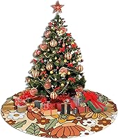 Vista 6 de 70s Retro Floral Flower Christmas Tree Skirt 36" Christmas Decorations Christmas Tree Skirts Christmas Tree Decorations Indoor Soft Xmas Tree Skirt