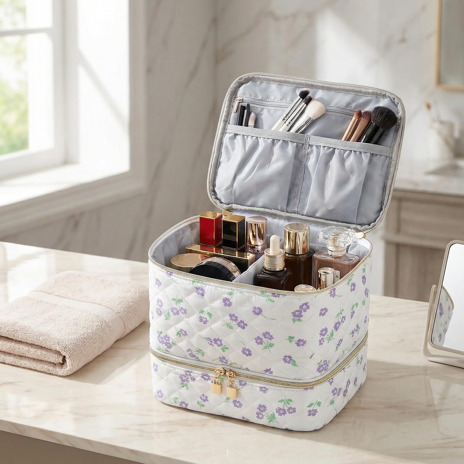 Trousse de maquillage de voyage de grande capacité pour femme, style 5