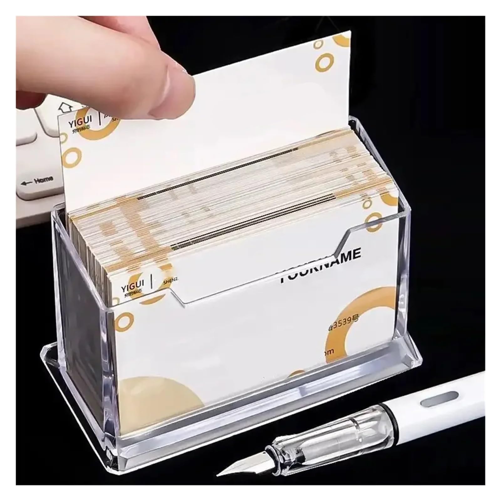 Lot de 16 supports de cartes de visite en acrylique transparent pour 70 cartes (double compartiment)