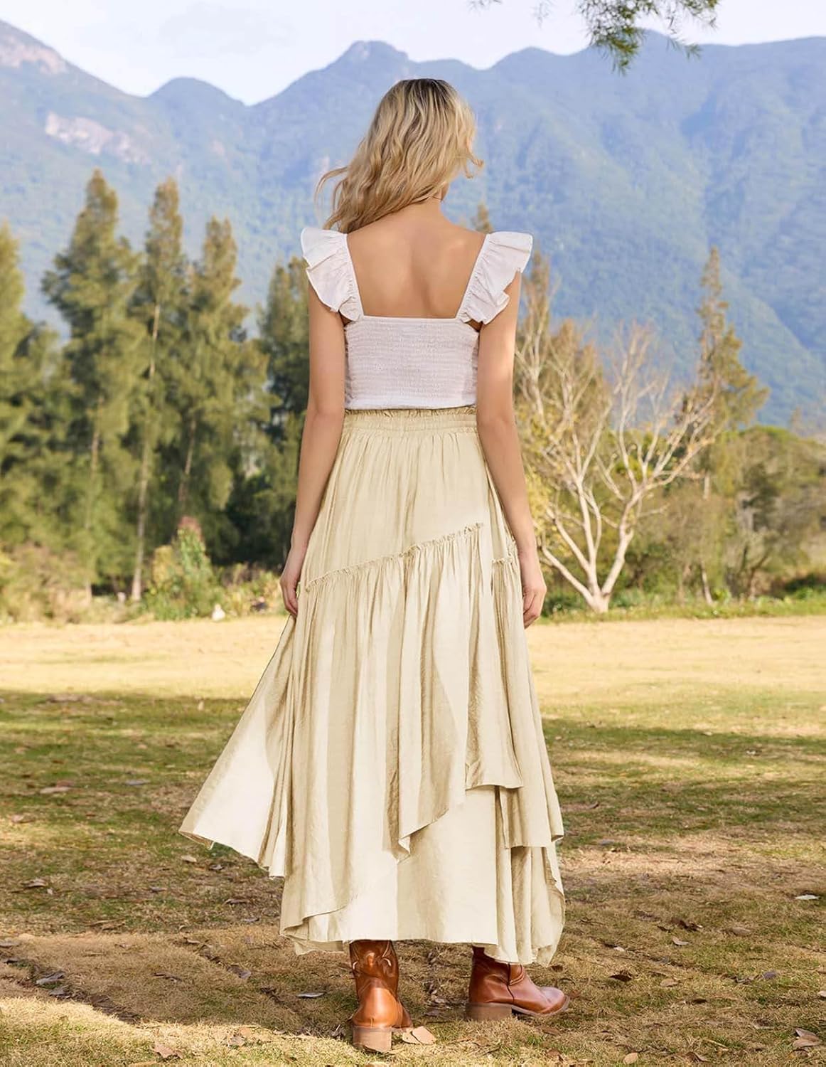 Scarlet Darkness Long Skirts for Women Renaissance Costume Pirate Maxi Skirt Plus Size with Pockets - Image 7