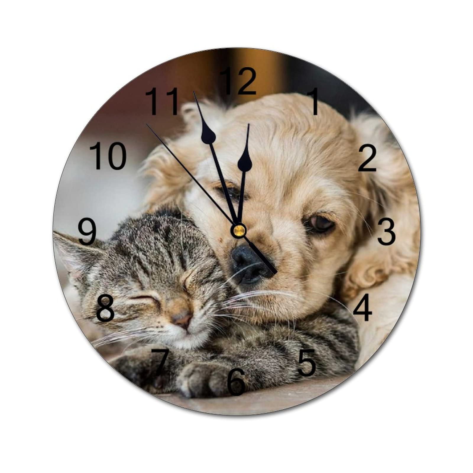 1 pezzo Orologio da parete in vinile a forma di gatto, orologio da parete a forma di gatto, orologio da parete, orologio silenzioso, per compleanno, decorazione di Capodanno e San Valentino, per