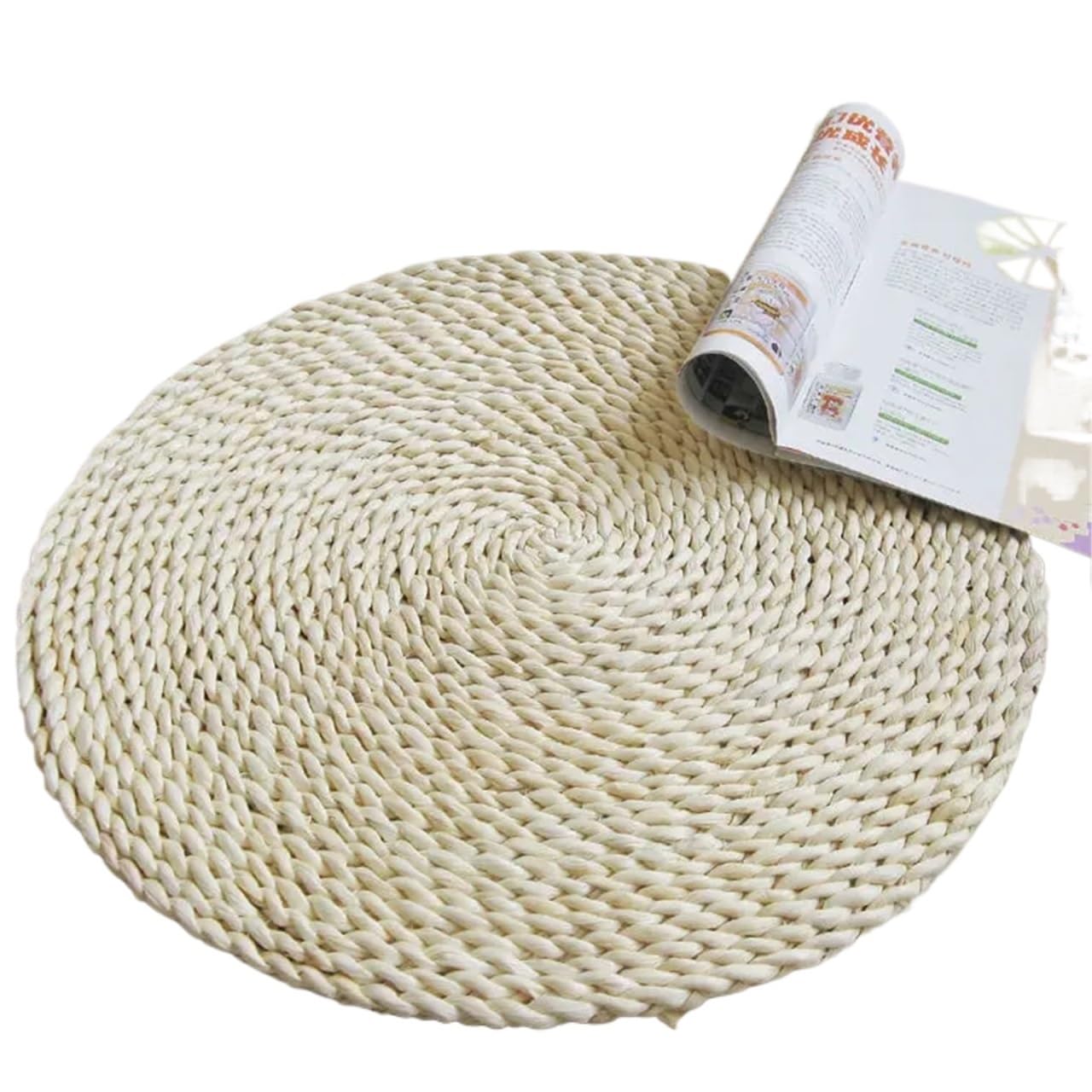 Cojin Meditacion Almohada suave de suelo paja, cojín redondo, estera Tatami tejida a mano, almohadilla meditación for ceremonia del té y Yoga