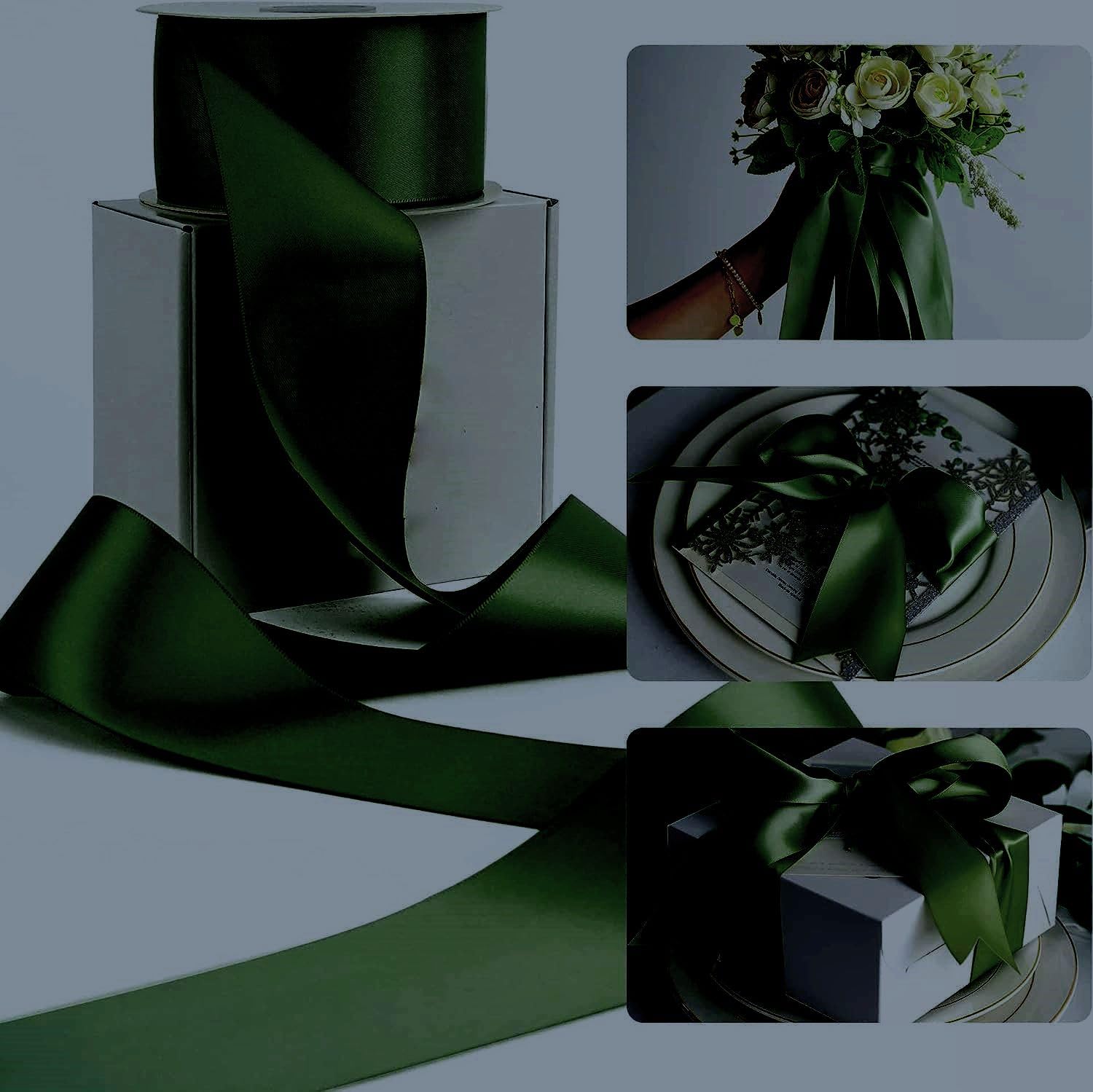 Double Sided Satin Ribbon 25mm x 10 Meters (Off White) for Gifts Wrap Sew Party, Decorations Events Dress Wedding Christmas Crafts, Bows Car, Balloons Hairs, DIY, Bouquets, Cake More — view 359
