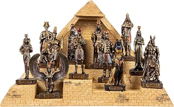 Set 12 Egyptian Gods Hand Painted Bronze Miniature Statues