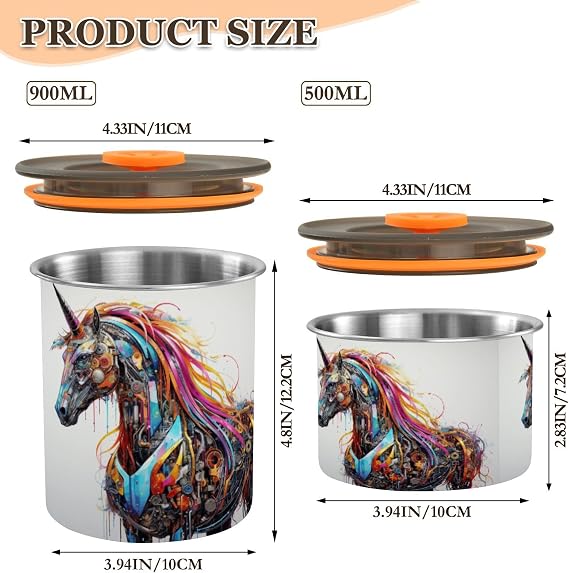 Cool Robot Unicorn Coffee Storage Containers Jar Food Canisters Set for Kitchen Counter Pantry,Ideal for Sugar Flour Tea Candy Oats
