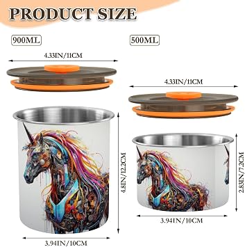 Cool Robot Unicorn Coffee Storage Containers Jar Food Canisters Set for Kitchen Counter Pantry,Ideal for Sugar Flour Tea Candy Oats