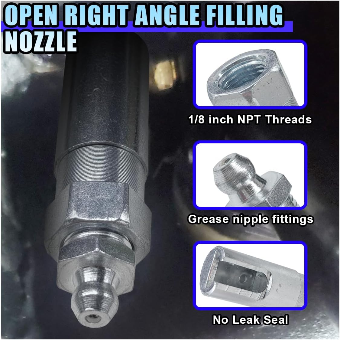 Car 90 Degree Grease Coupler with 1/8 inch NPT Threads - Push on Slotted Right Angle Grease Gun Coupler Adapter - Grease Connector Accessories for Standard 1/8 inch NPT Grease Hoses