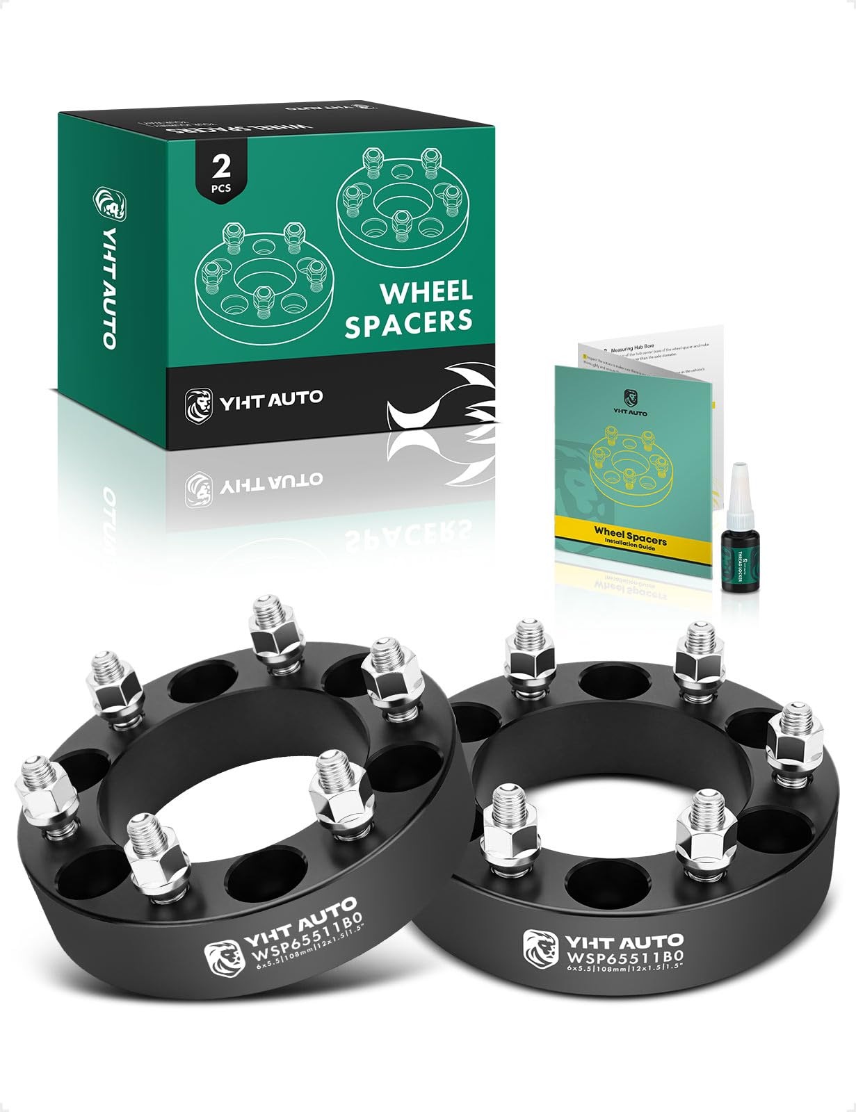 Photo 1 of YHTAUTO 6x5.5 Wheel Spacers 1.5 inch Fits Toyota Tacoma, Tundra, 4Runner, Chevrolet Colorado, Forged 6x139.7mm Tire Spacers 1.5 inch with M12x1.5 Studs 108mm Center Bore 2PCS Black