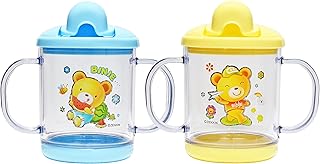 THE LITTLE LOOKERS Bpa Free Unbreakable Sippy Cup (Sipper Mugs for Kids/Children/Babies/Infants) Spout Infant PP Water/Juice Training Sipper Cup with Handles 200ml(Yellow & Blue)-picture-39