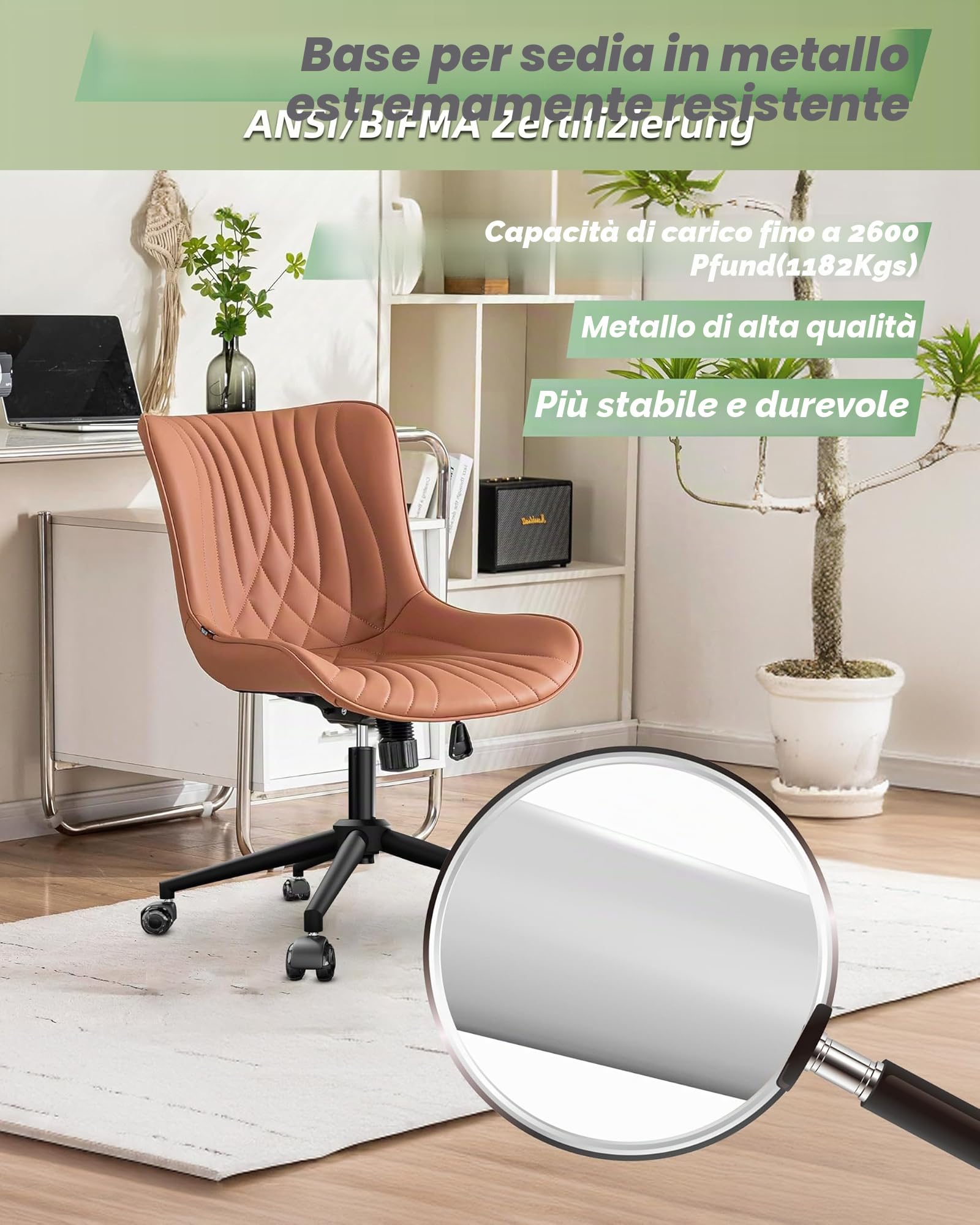 Sytopia Sedia da ufficio a forma di croce – Robusto supporto a 5 stelle in metallo per sedia da ufficio, supporta più di 2600 kg, adatto per ruote da 11 mm x 22 mm, molla a gas da 50 mm