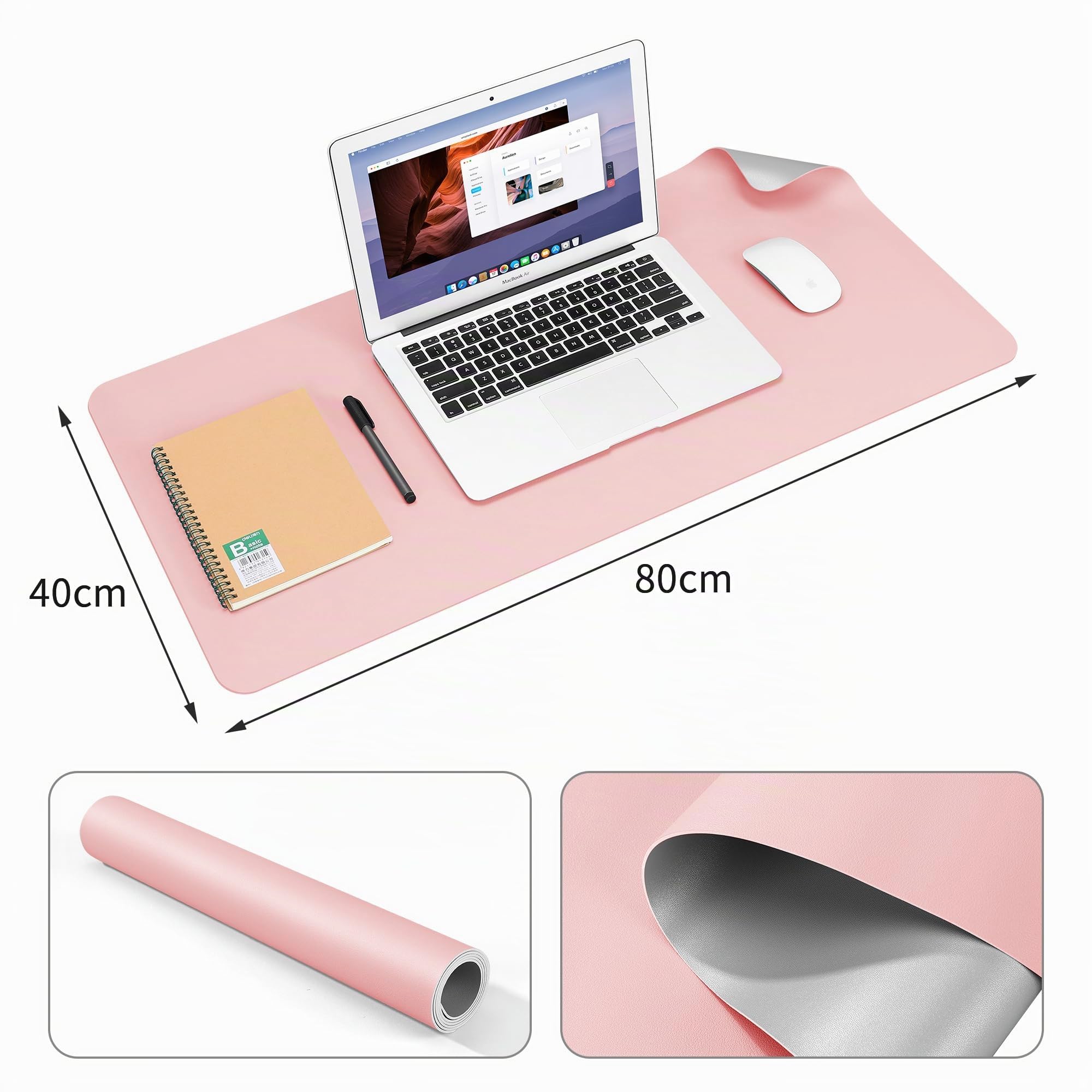 BUBM Tapis de bureau en cuir PU antidérapant 80x40cm pour ordinateur portable