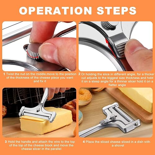 Miniatura 4 de Cuchillos de queso de acero inoxidable con mango de madera, cortadores, para hacer rodajas