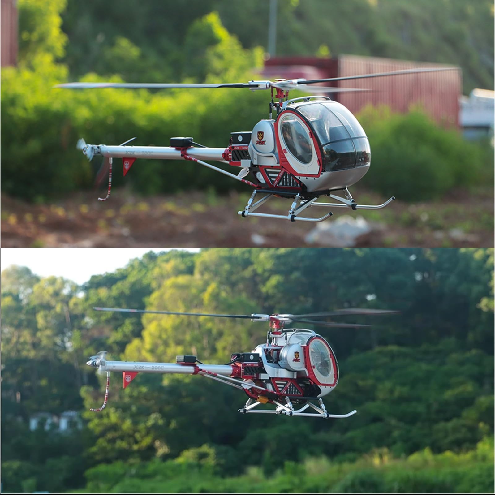 Helicóptero teledirigido sin Barra estabilizadora C300 2.4G con Luces LED de 3 rotores y Cabina Que se Abre Modelo de avión teledirigido Juguete Regalo 2 baterías(Silver,Right-Hand Throttle)