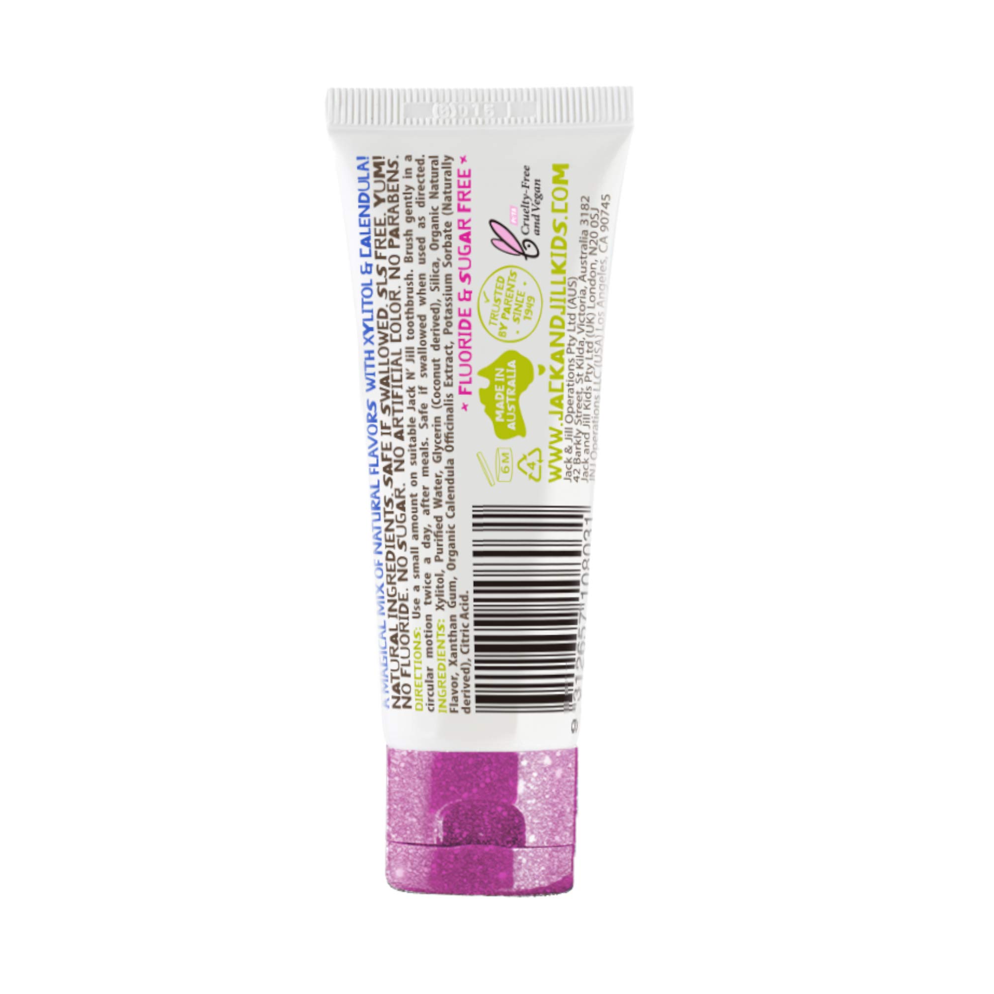 Jack N’Jill Dentifrice naturel pour enfants, dentifrice sans fluorure, aide à apaiser les gencives, dentifrice pour bébé, tout-petit et enfants de 6 mois plus Bubblegum et baies et crème Bundle 2x50g