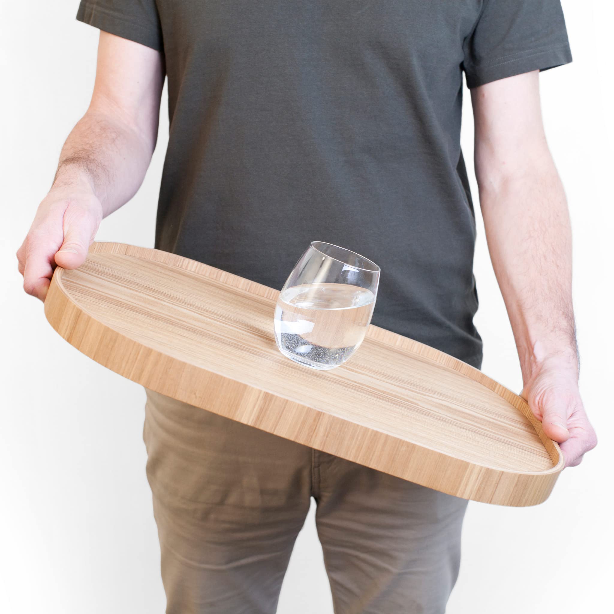 Vassoio da portata antiscivolo. Vassoio portatile per colazione, pranzo, cena. Legno di salice naturale. GRANDE (47x34x3 cm)