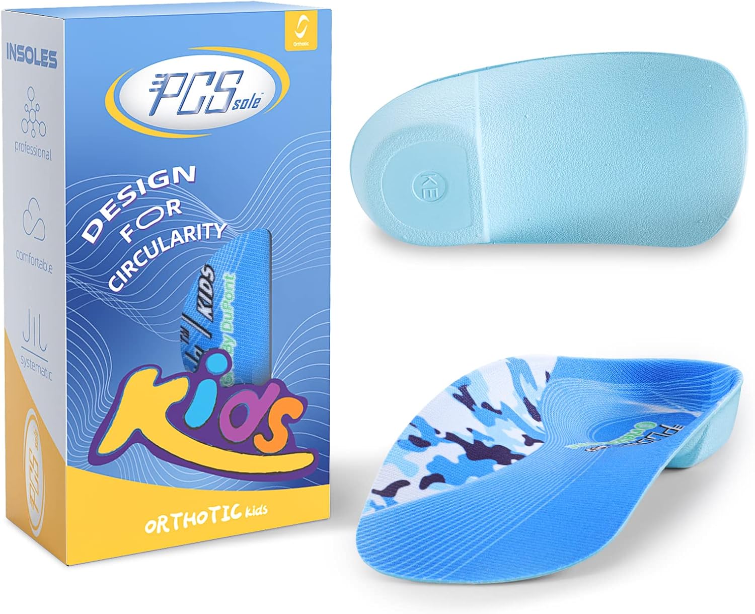 PCSsole 3/4 Kids Orthotic Shoe Insoles, High Arch Support Children Shoe Inserts for
