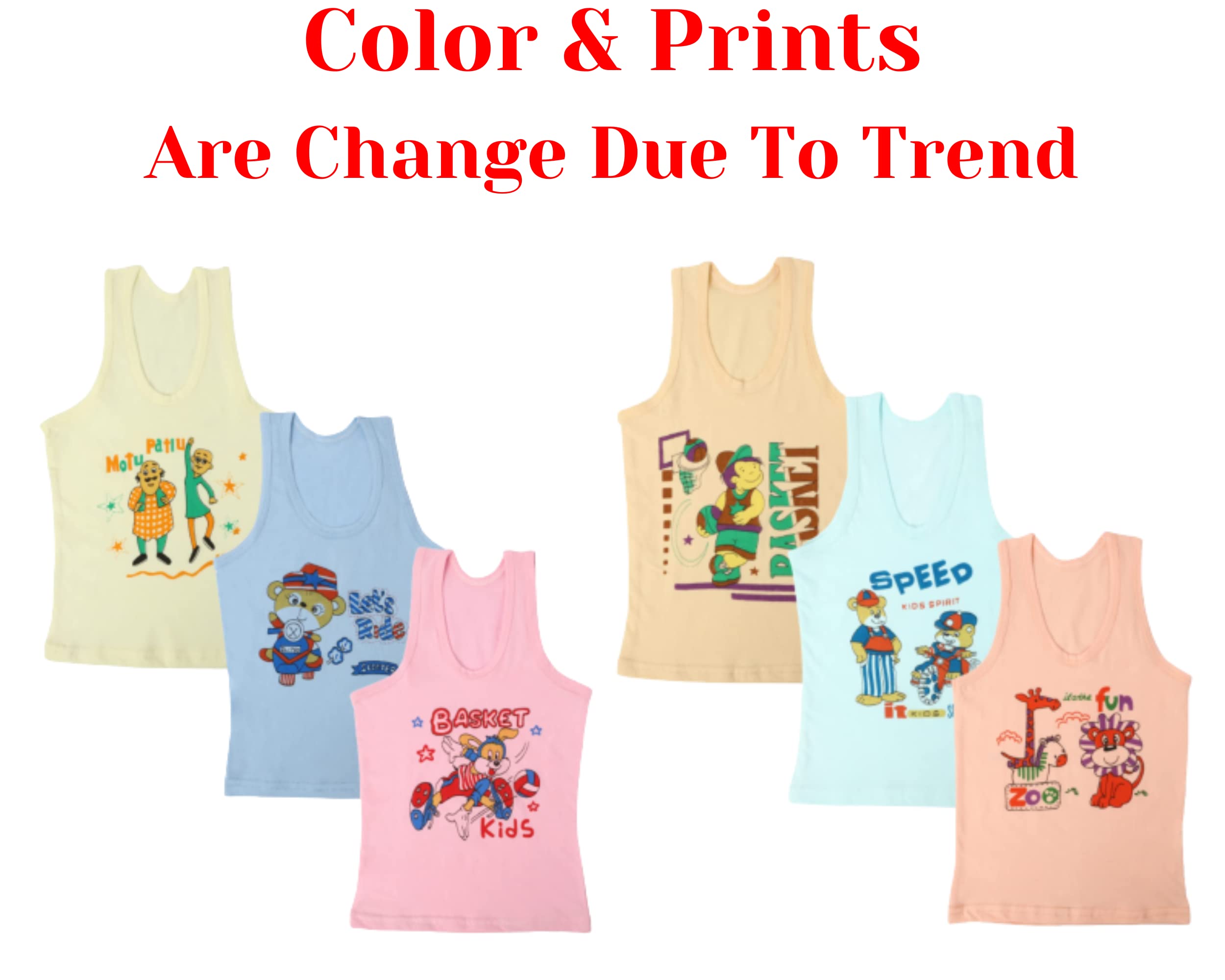 MW PRINTS Soft Printed Vest, Sleeveless Innerwear, Undershirt Sando, Baniyan, Summer Innerwear Vest - Multicolor Boy Pack of 3_6 to 9 Months 2