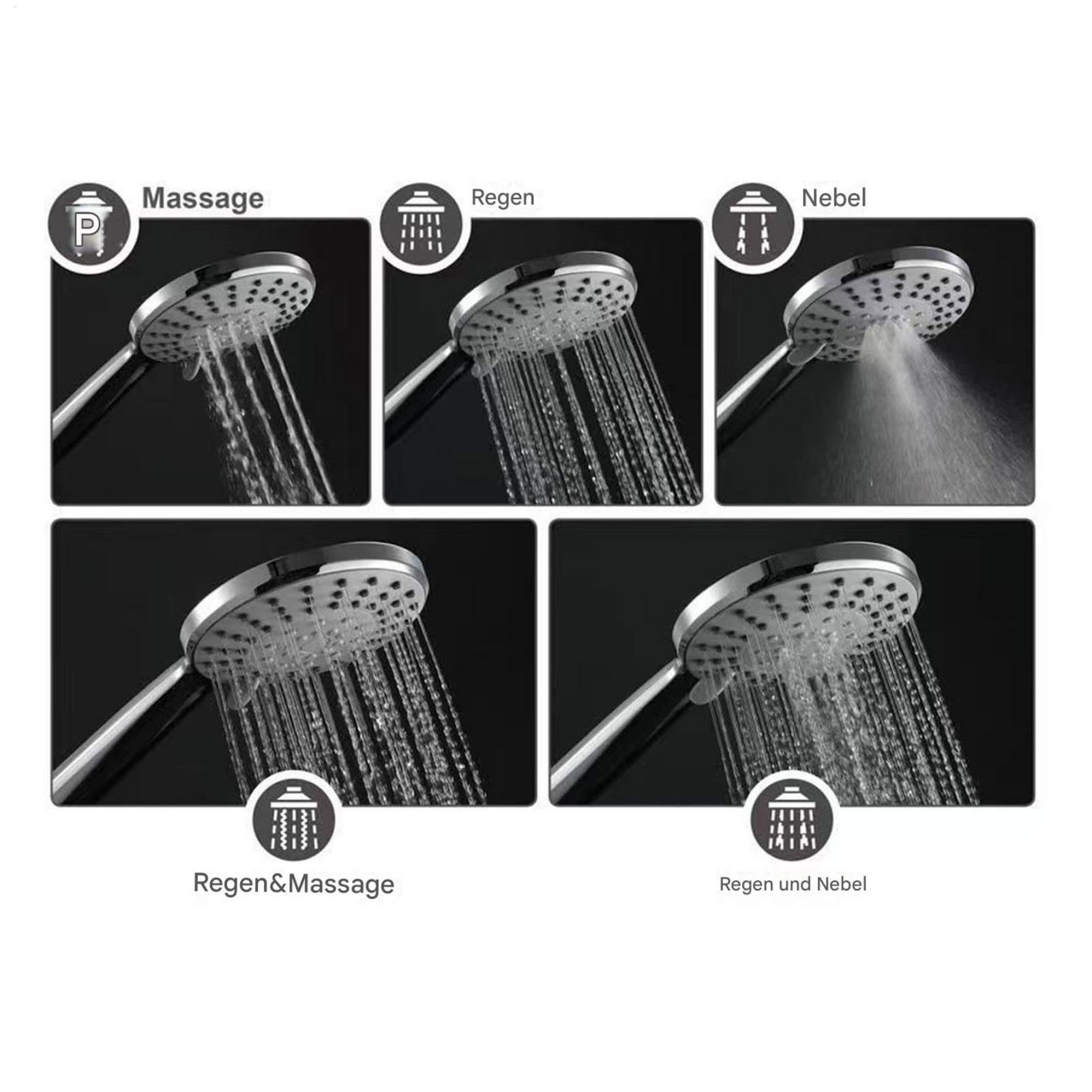 Cabezales de ducha de mano Spray, cabezal de ducha de lluvia a alta presión | 5 modo, varilla de ajuste inteligente, filtro de cabeza
