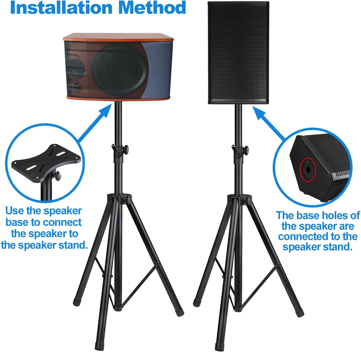 Speakers Stands,6 Packs,PA Speaker Stand,Speaker Tripod Stand,Adjustable Height from 40 to 66 Inches,Hold up to 110lbs,Black