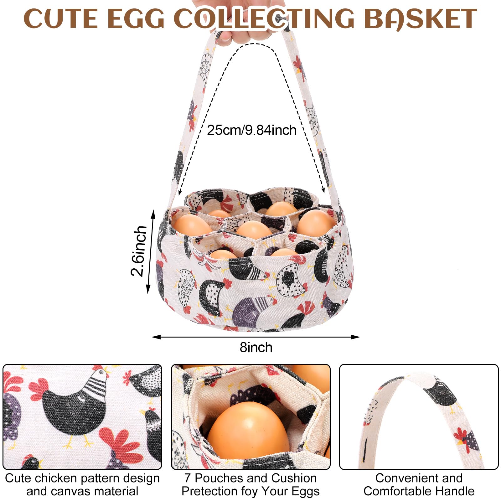 Silicherry 2 Pcs Egg Collecting Apron Chicken Egg Gathering Basket with 7 Pouches Holding Apron with 15 Pockets(Stylish)