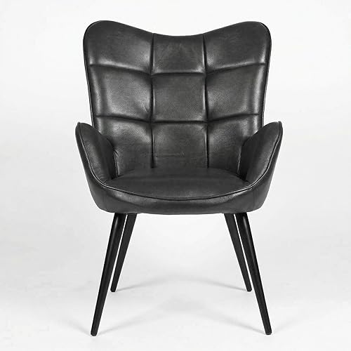 Miniatura 3 de Modern Mid Century Dining Chairs, Faux Leather Upholstered Kitchen & Dining Room Chairs with High Back Support, Metal Legs Accent Side Chair for