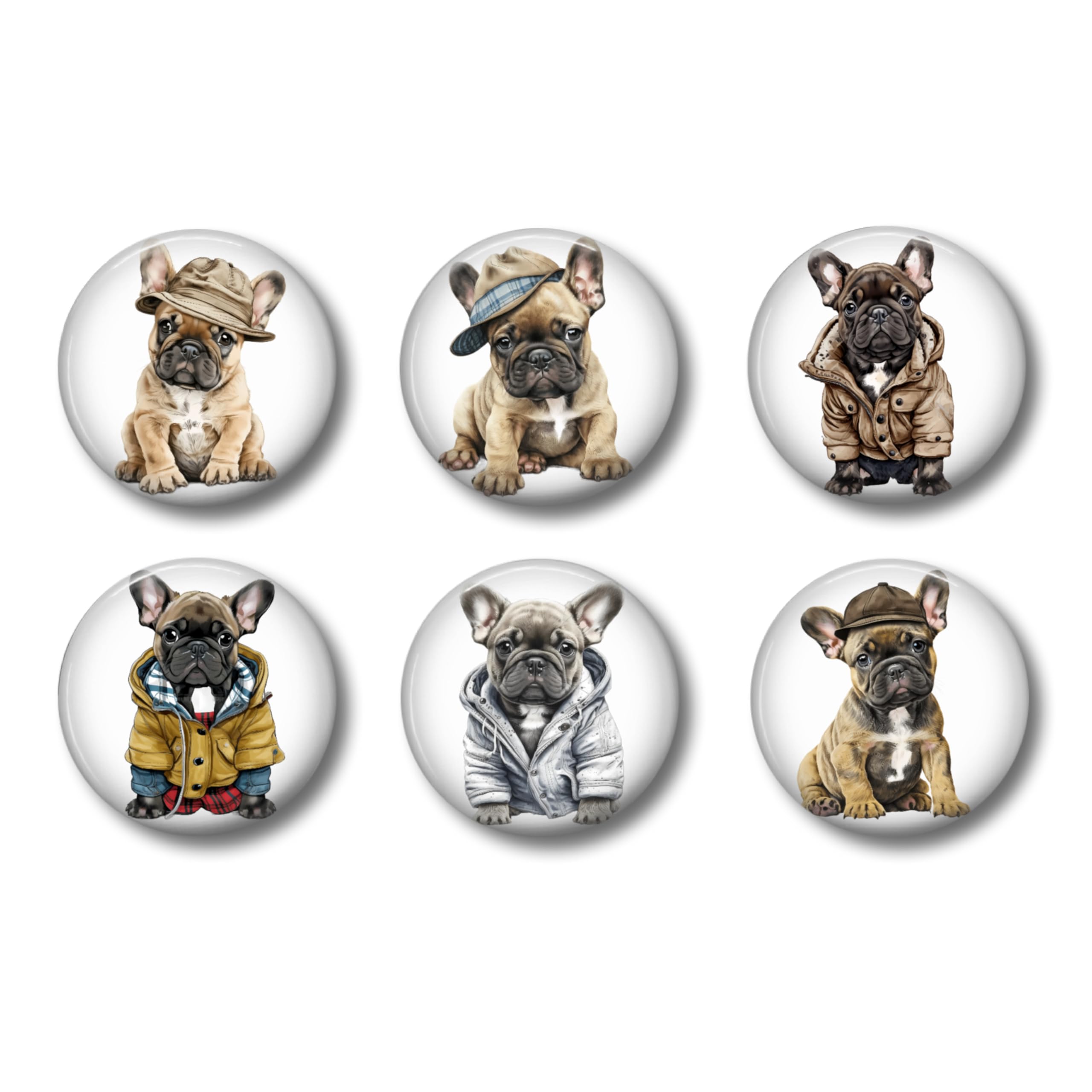 French Bulldog Magnets - Refrigerator Fridge Magnets - Frenchie Lover Magnets - Set of 6-1.5 Inch Magnets - Kitchen Magnets - Dog Lover Magnets - White Board Magnets - Gift for Friend - Gift for Her