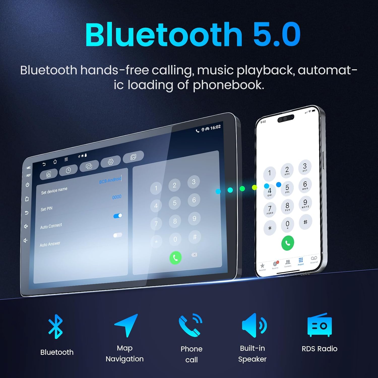 4+64G Car Radio for Mazda 3 2010-2013: 9" 1280x800 Touchscree Car Stereo with Wireless Carplay & Android Auto GPS Navigation Bluetooth WiFi FM SWC Backup Camera