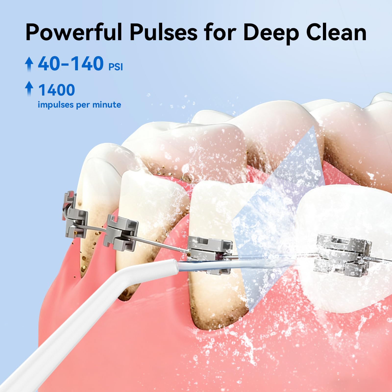 Púa de dientes con irrigador dental de agua, irrigador oral recargable inalámbrico, riego dental portátil de 300 ml con 4 modos, irrigador dental impermeable IPX7 para aparatos ortopédicos, viajes y