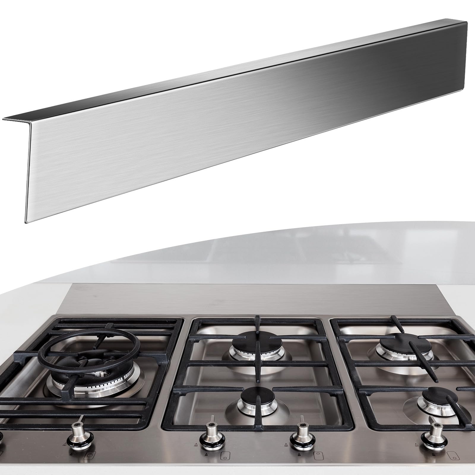 Blulu 304 Stainless Steel Universal Gap Filler - 36'' x 2.5'' x 1'' Stainless Steel Stove Gap Covers for Microwave/Oven/Range/Cooktop Kitchen Decor