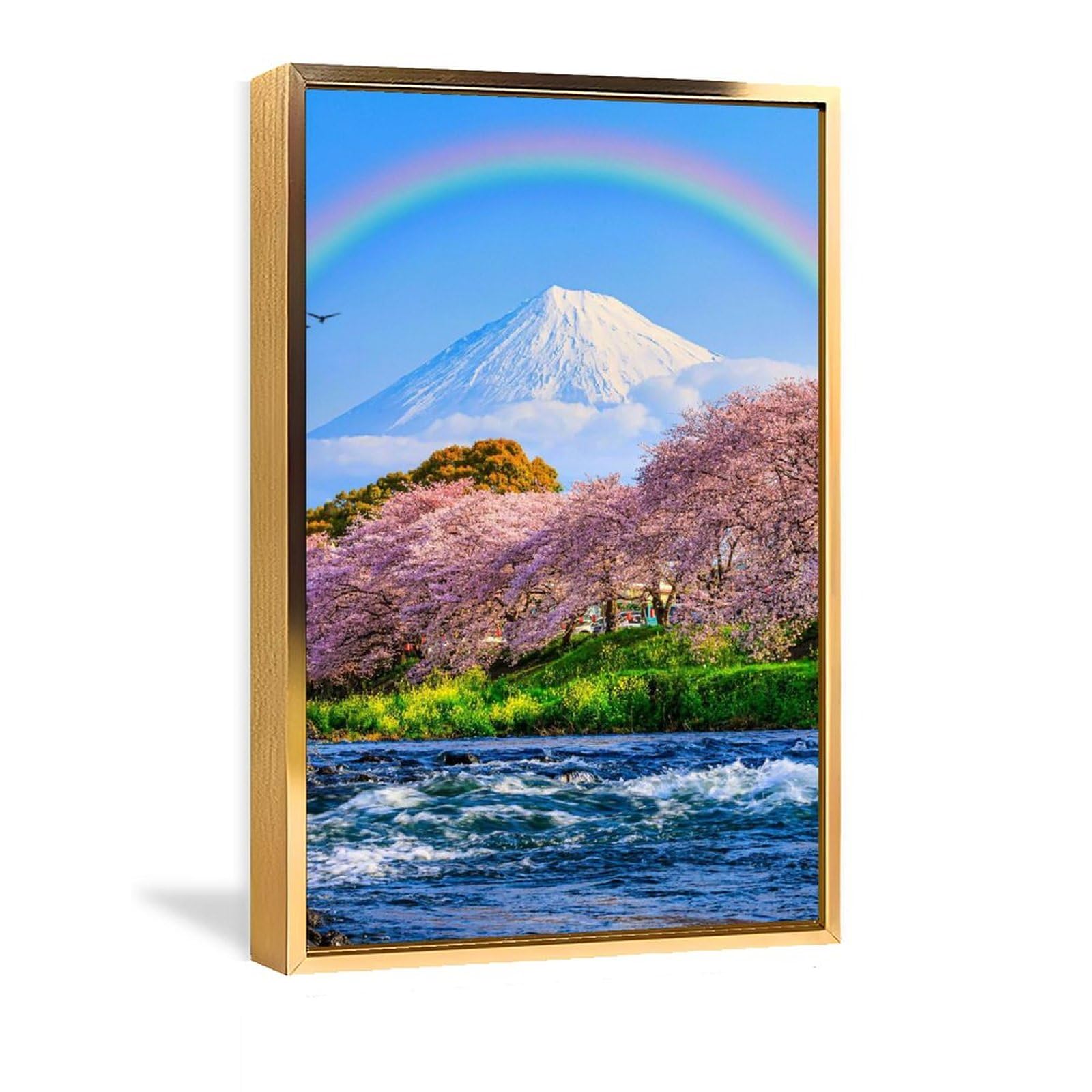 Amazon.co.jp: 絵画 富士山の目の前にある桜川インテリア 絵画 魅惑的