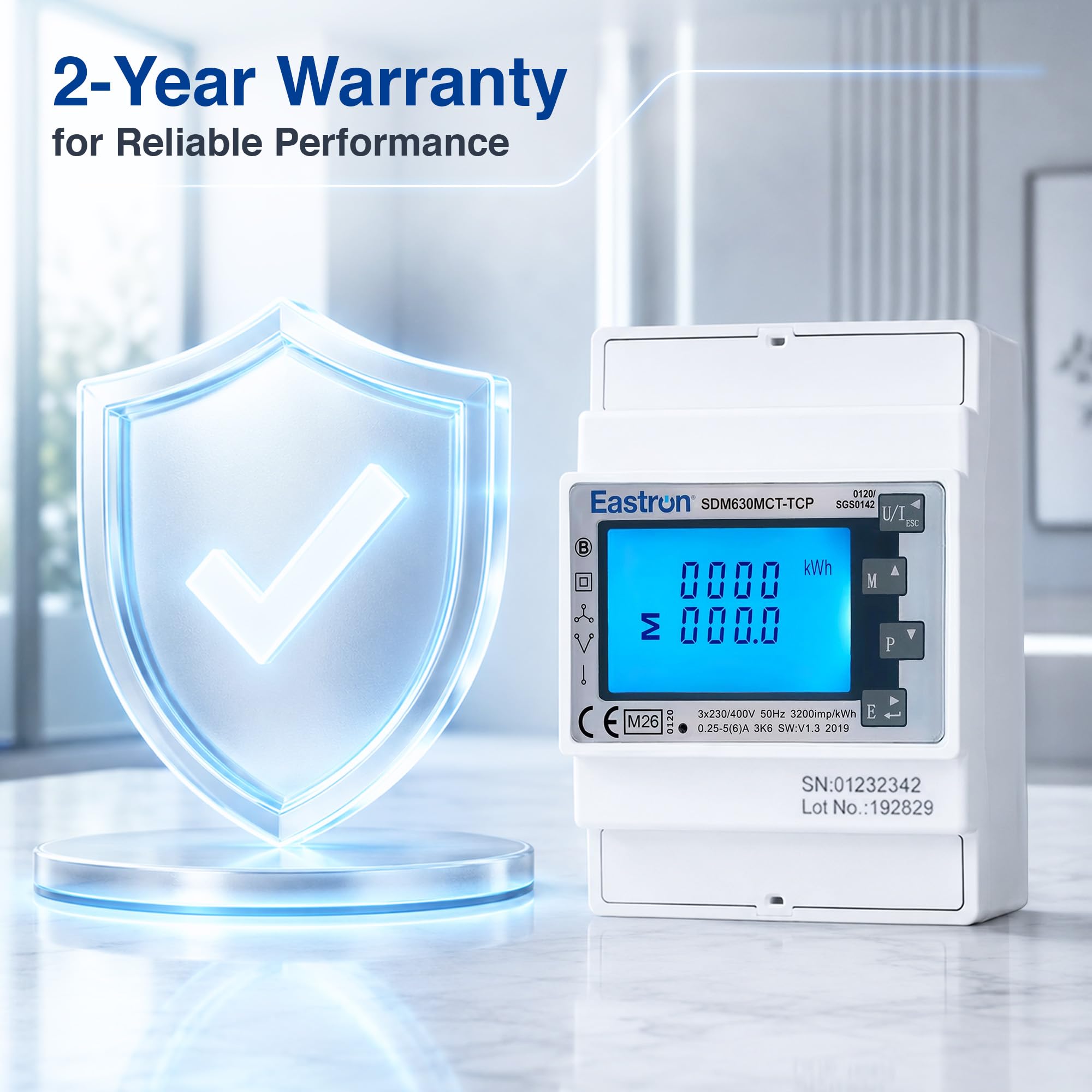 Medidor de electricidad, 1/3 fase Ethernet Modbus TCP – (requiere transformador de corriente) medidor inteligente de carril DIN alimentado calibrado MID