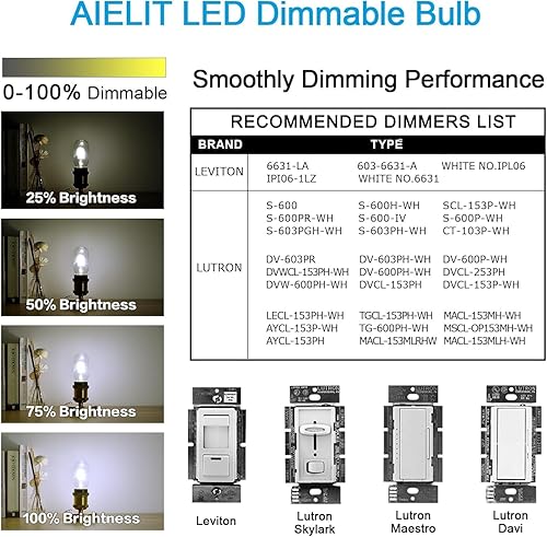 Miniatura 9 de Bombilla LED E26 regulable T45T14, 6 W (equivalente a 60 W), blanco suave 3000 K, bombillas LED vintage de filamento para lámpara de araña de baño,