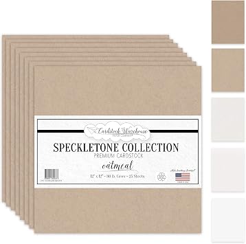 Cardstock Warehouse Speckletone Oatmeal Brown Card Stock Paper 25 Sheets, 12 x 12, 80 lb/215 gsm 100% Recycled, Premium Matte Finish for Cardmaking, Scrapbooking, Crafts & DIY Projects