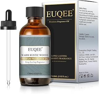EUQEE Warm Rustic Woods Fragrance Oil Premium Fragrance Essential Oil 60ml with Glass Dropper for Diffuser, DIY Soap, Candle Making(2.02 Fl oz)