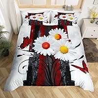 Vista 24 de Erosebridal Funda de edredón de rosa rústica para niños, adolescentes y jóvenes, funda de edredón retro teñida con lazo, juego de ropa de cama