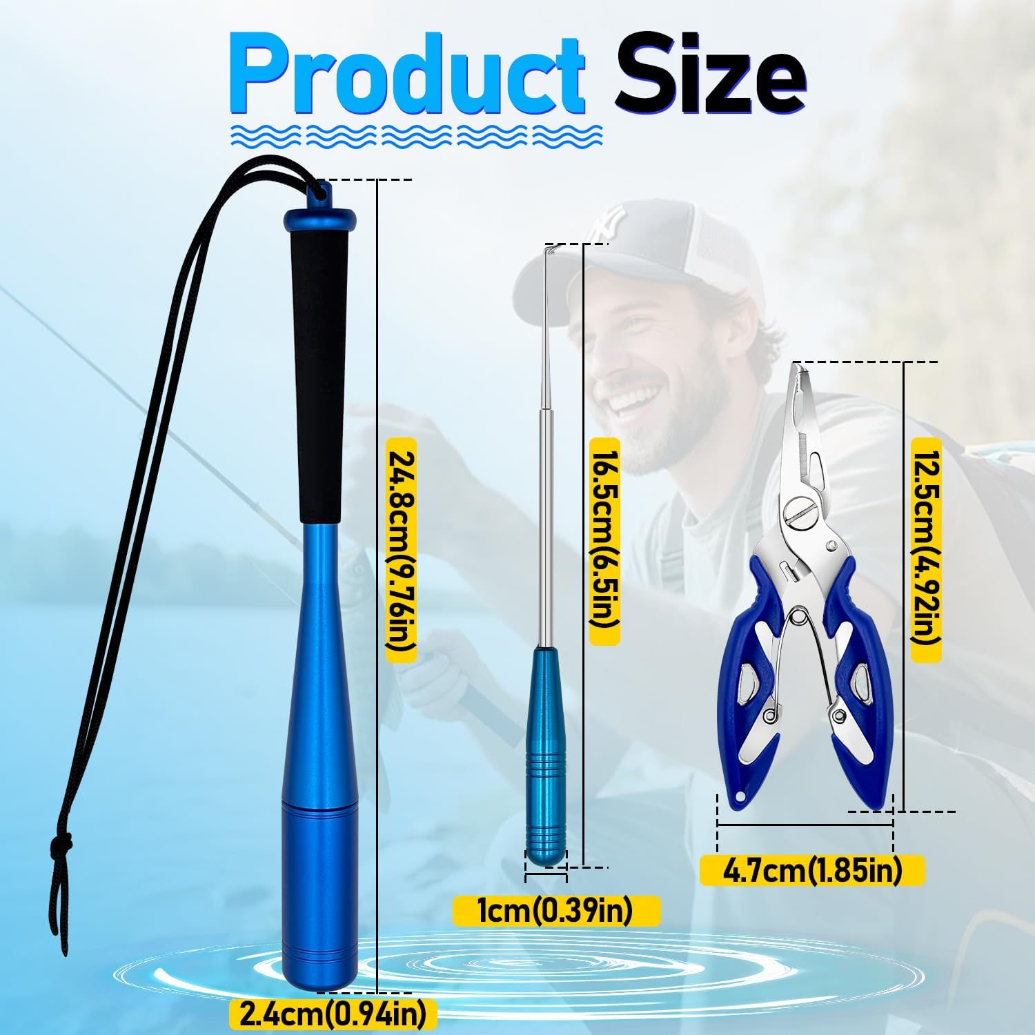 Wonwood_direct Fishing Tool Kit, Fishing Gear with Fish Hook Remover Tool Corrosion-Resistant Fishing Pliers and Fish Stunner Hammer, Stainless Steel Fishing Accessories, for Fishermen