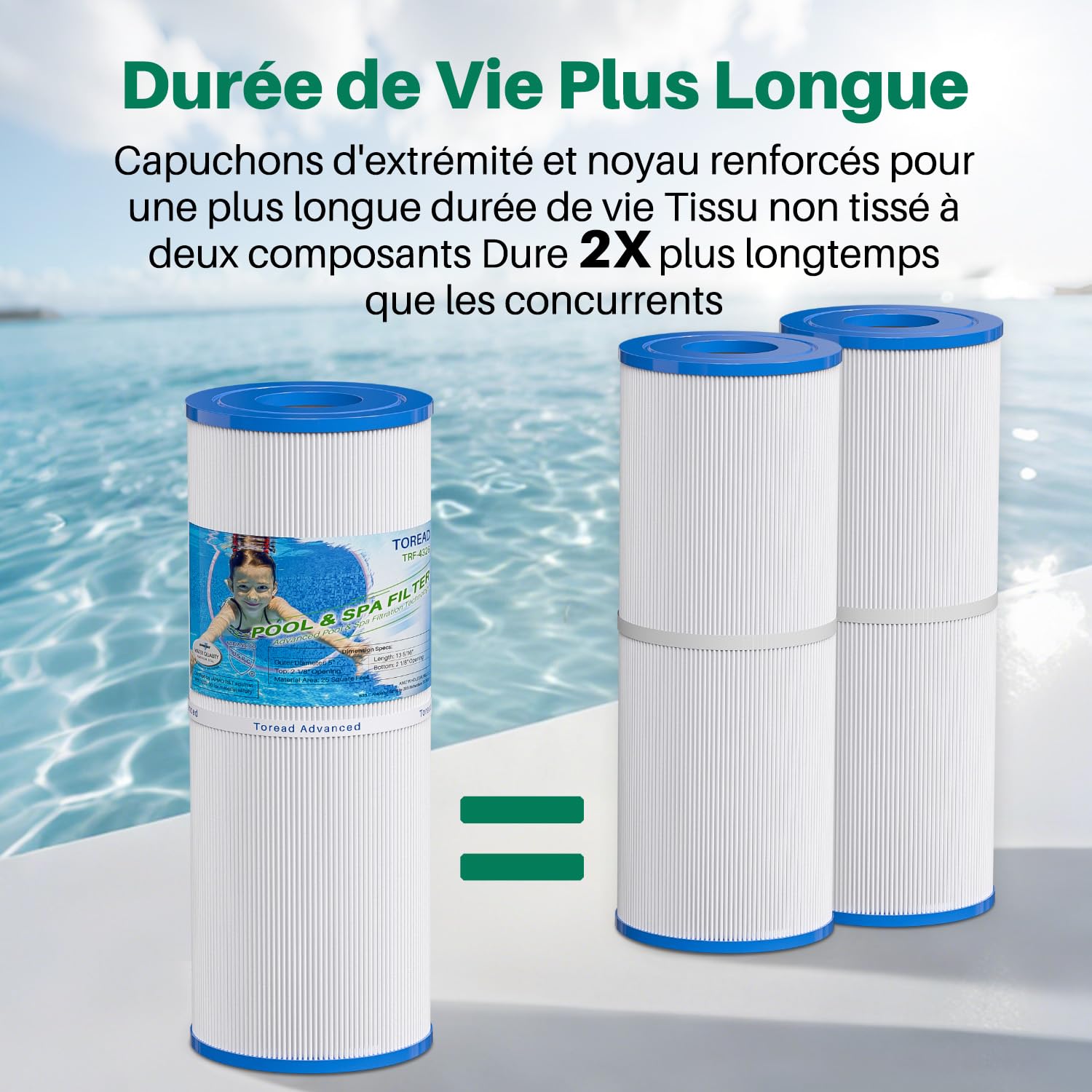 TOREAD Filtre de Remplacement pour Spa Pleatco PRB25-IN, Unicel C-4326, Filbur FC-2375, Pentair R173429, 3005845, 17-2327, 100586, 33521, 25392, 817-2500, Guardian 413-13-106