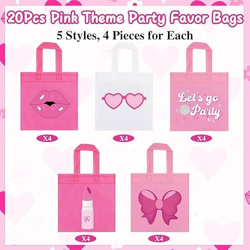 Miniatura 2 de FHzytg 20 bolsas de regalo de fiesta rosa para niñas, bolsas de dulces de princesa rosa intenso, bolsas de regalo, bolsas de regalo para fiesta