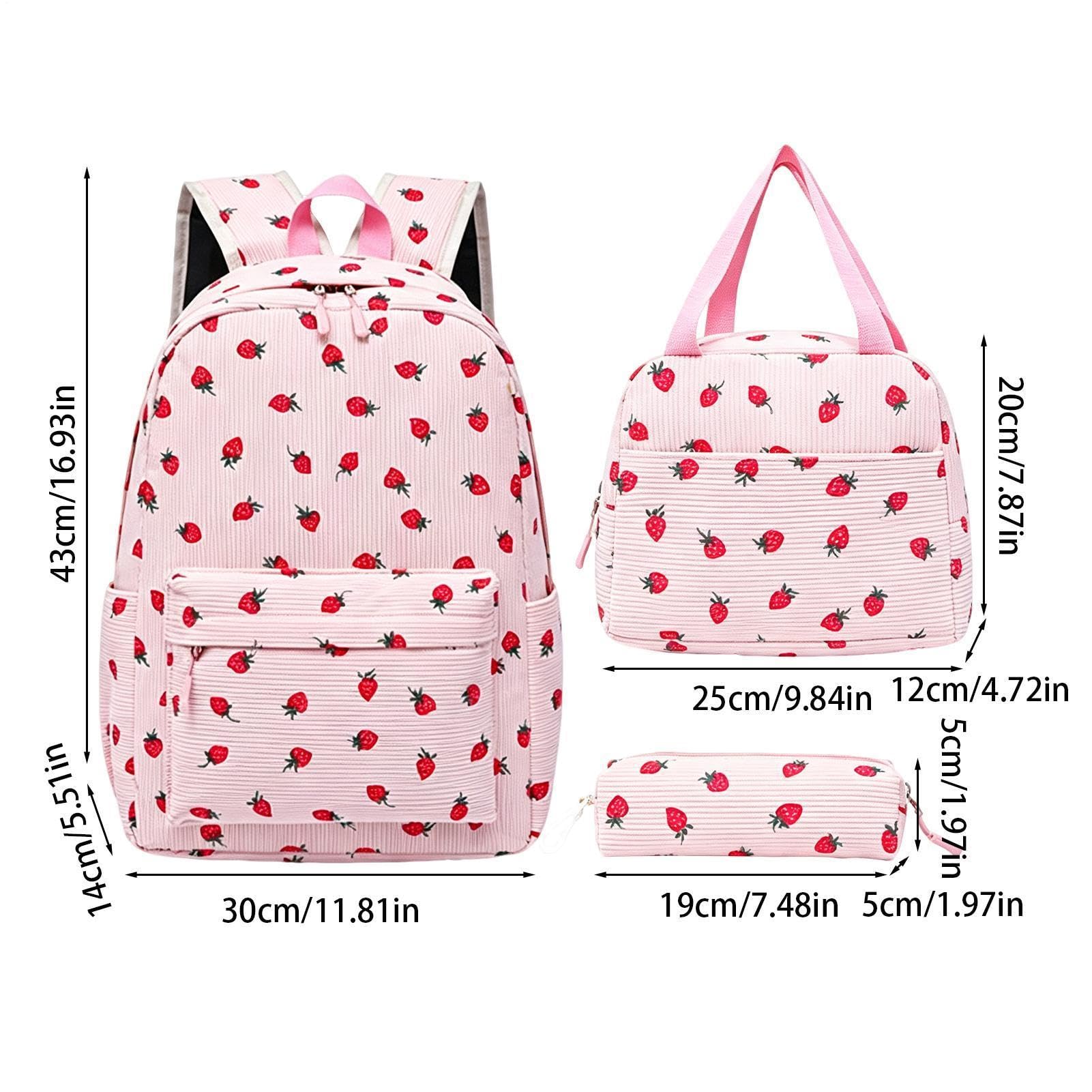 Zaini Zainetto Scolastico Stampa Fragola Con Portapranzo E Astuccio