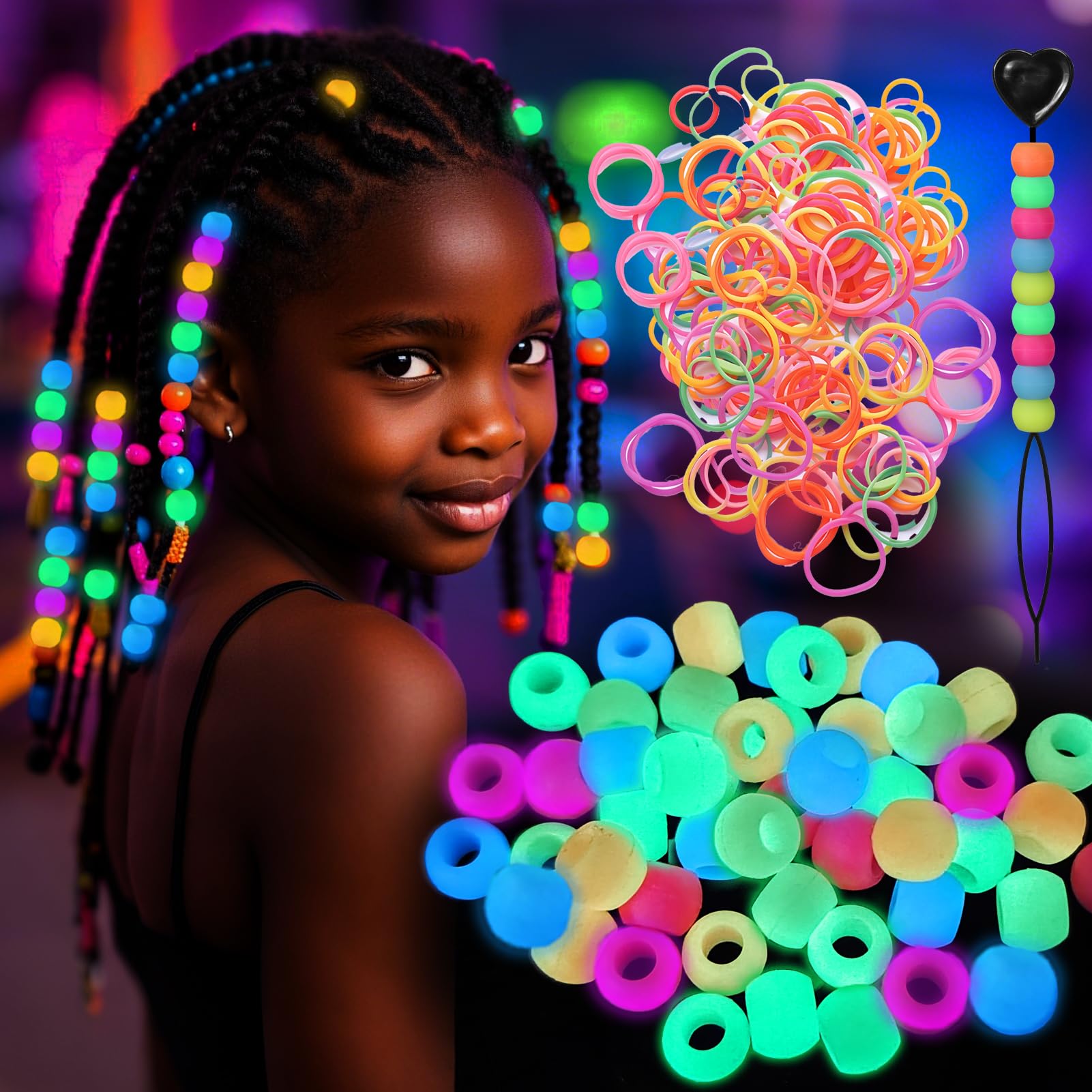 VENOFEN 60 Stück Bunte Haarperlen Für Zöpfe & Dreads - Acryl, Verschiedene Farben, Haarschmuck Für Mädchen & Frauen