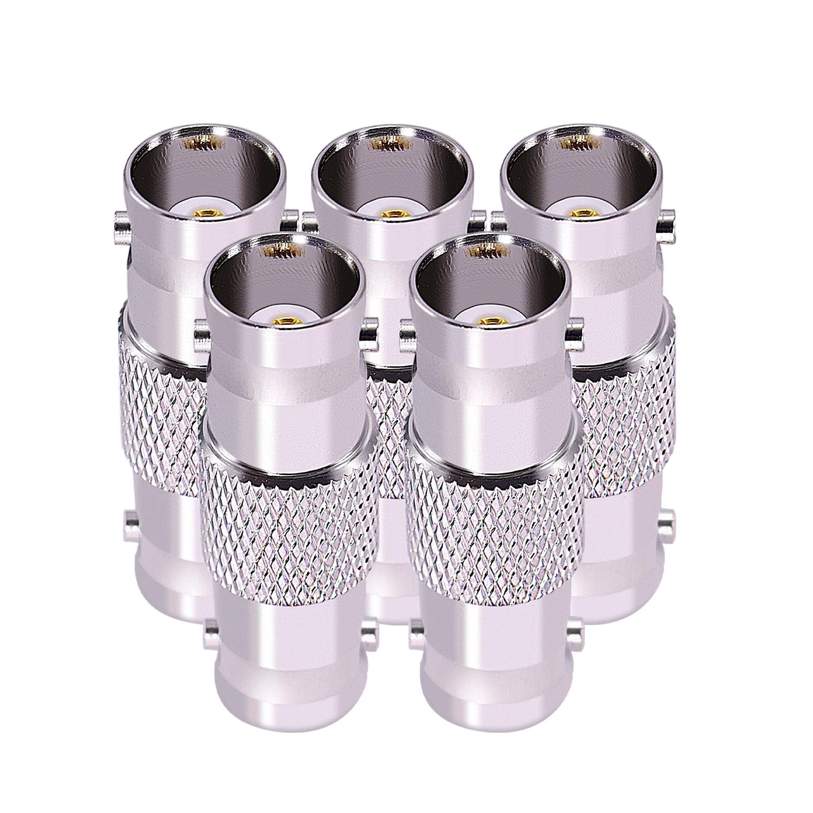 CNARIO 5pcs BNC Adapters Female to Femal Coax Coaxial Connector for 3G/6G HD SDI Cable Switcher CCTV Video Transmitter Camera System