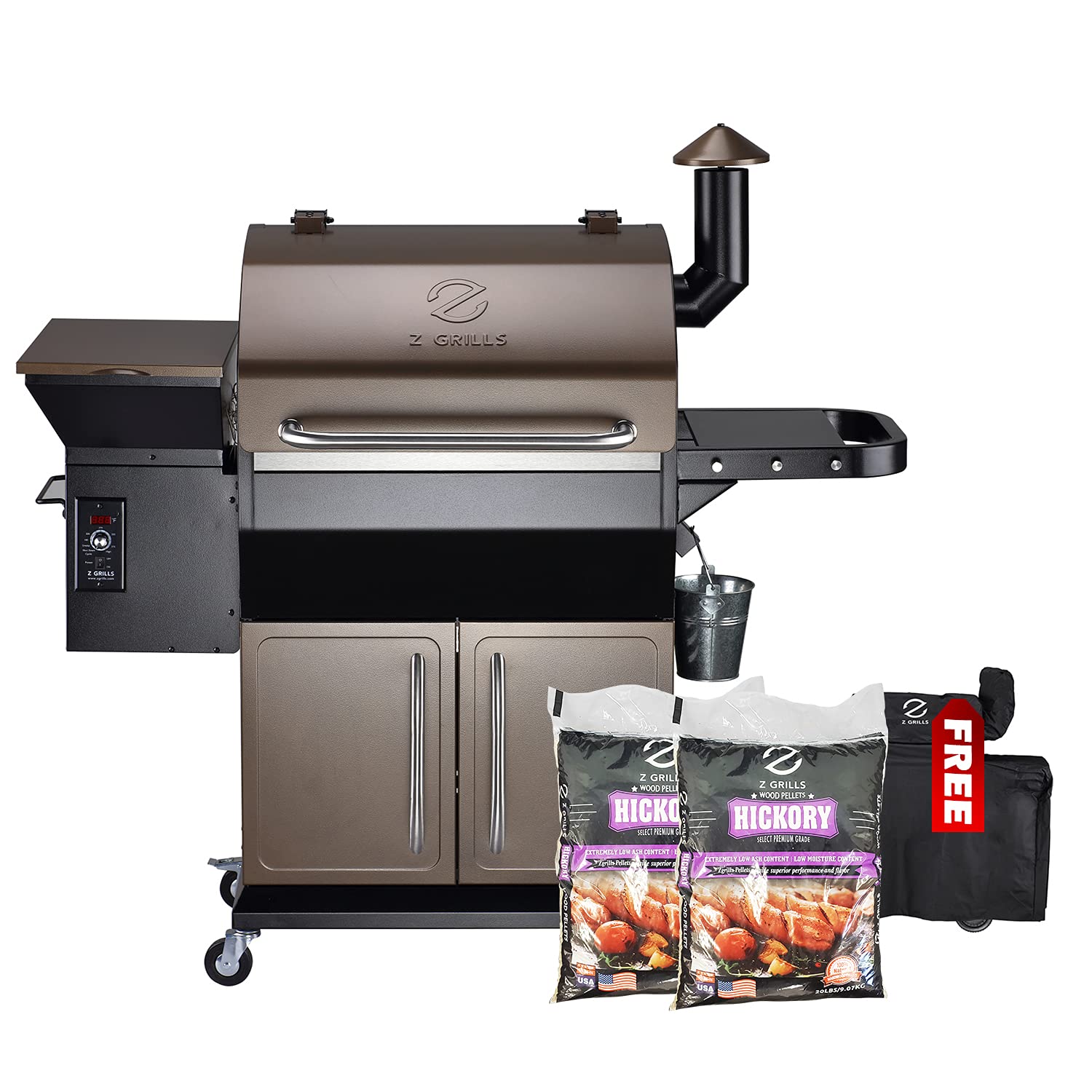 Z GRILLS Pellet Grill with Ash Clean System 1000 SQ in Grilling Area Bonus 40 LB Pellets +Grill Cover