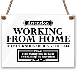 Acrylic Working From Home Sign for Front Door, 7x5 Work From Home Sign