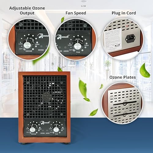 Miniatura 4 de Mammoth Generador de iones y ozono 6000 mghora ajustable hasta 3,500 pies cuadrados Ionizador y desodorante Eliminador de olores de ozono - Máquina