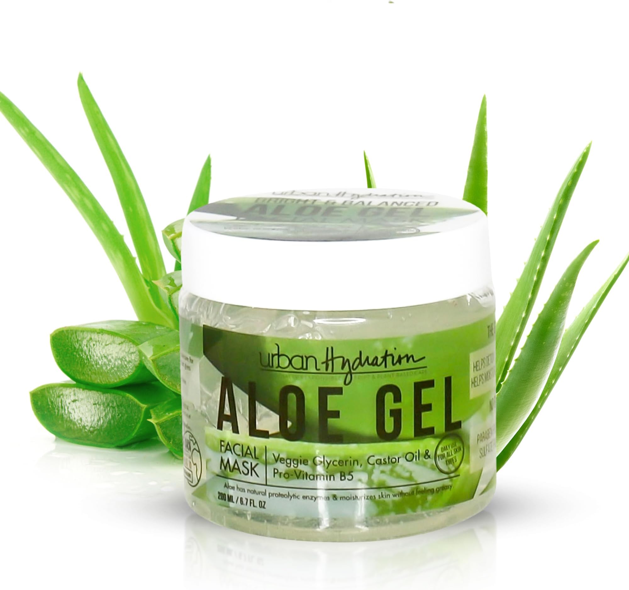 Bright & Balanced Aloe Vera Leaf Facial Gel Mask | Lightweight, Removes Skin Impurities, Hydrates, Helps with Acne, Benefits For Smooth Skin, All Skin Types | 6.7 Fl Ounce