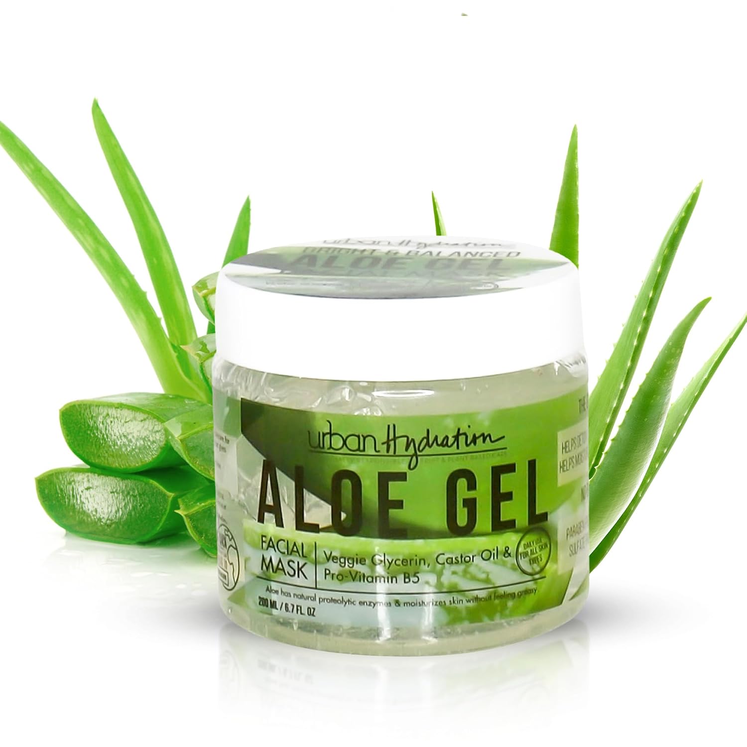 Urban Hydration Bright & Balanced Aloe Vera Leaf Facial Gel Mask | Lightweight, Removes Skin Impurities, Hydrates, Helps with Acne, Benefits For Smooth Skin, All Skin Types | 6.7 Fl Ounce