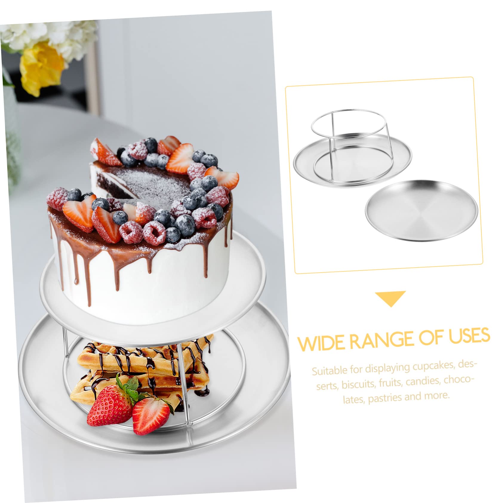 Set a Doppio Strato Vassoio per Dolci in Acciaio Inossidabile Supporto Elegante per Cupcake e Dessert, per Feste di Matrimonio e Buffet