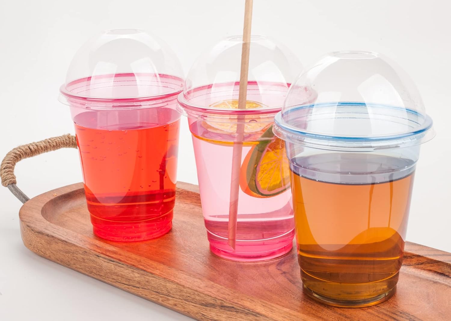 Golden Apple, 12oz 50sets Pink Red Plastic cups with Clear Dome lids with hole (50cups+50lids) BPA Free - Image 5